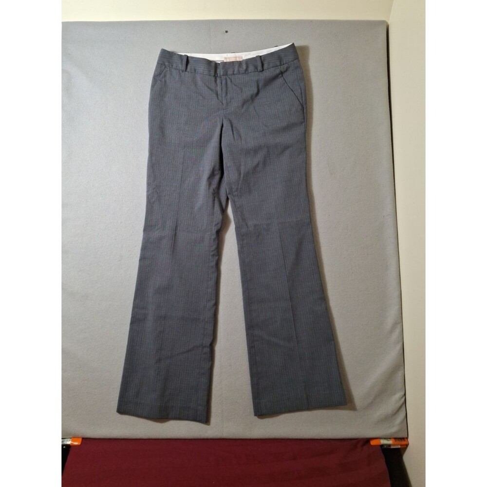 Banana Republic Ryan Womens Curvy Fit Straight Leg Dress Pants Gray Sripes SZ 10